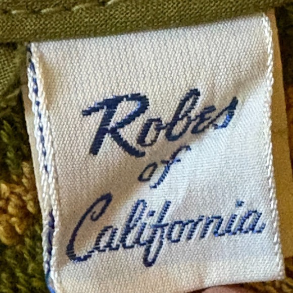 Vintage Robes of California Large Terry Cloth Caftan Green & Gold Fieldcrest EUC - Picture 11 of 14